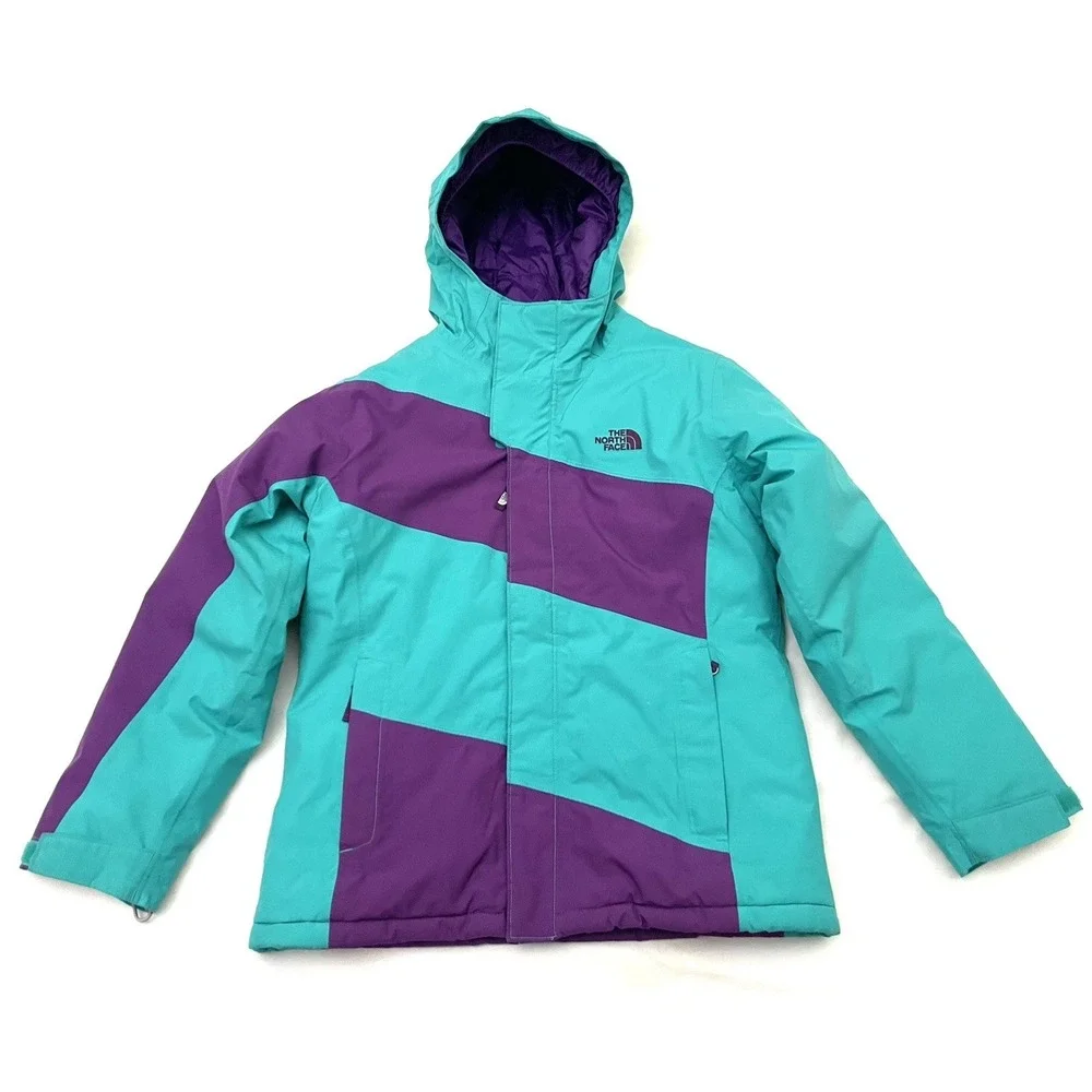 The North Face Girls Hyvent Jacket Large (14/16) Teal / Purple Waterproof Hiking